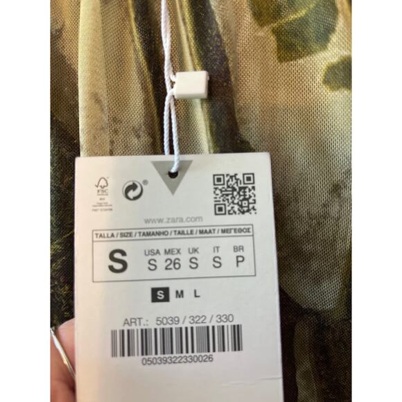 Zara Artistic Green and Tan Midi Dress - Picture 6 of 7